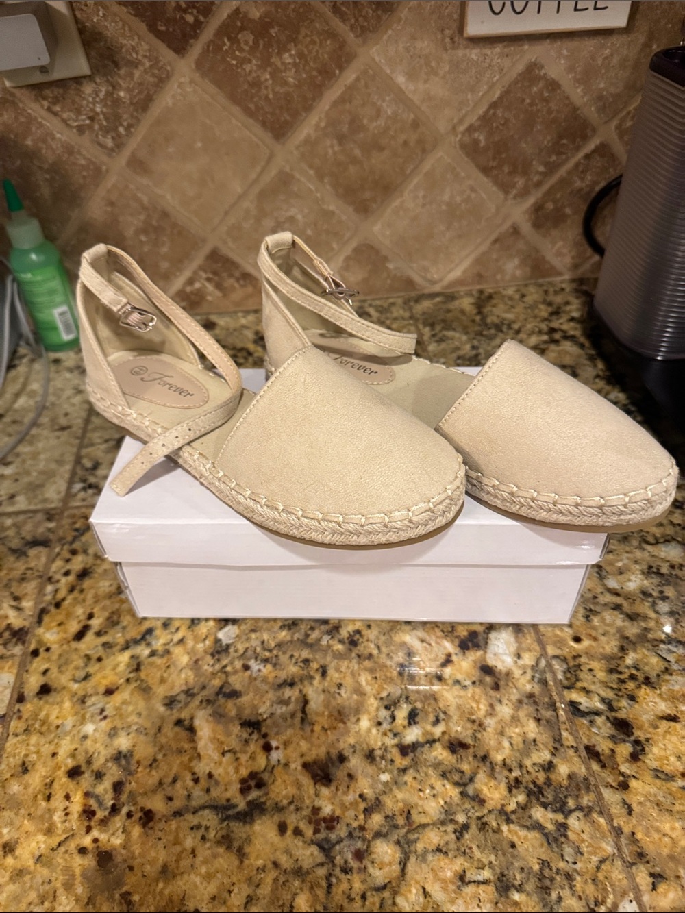 Forever 21 Cream Espadrille Ankle-Strap Flats